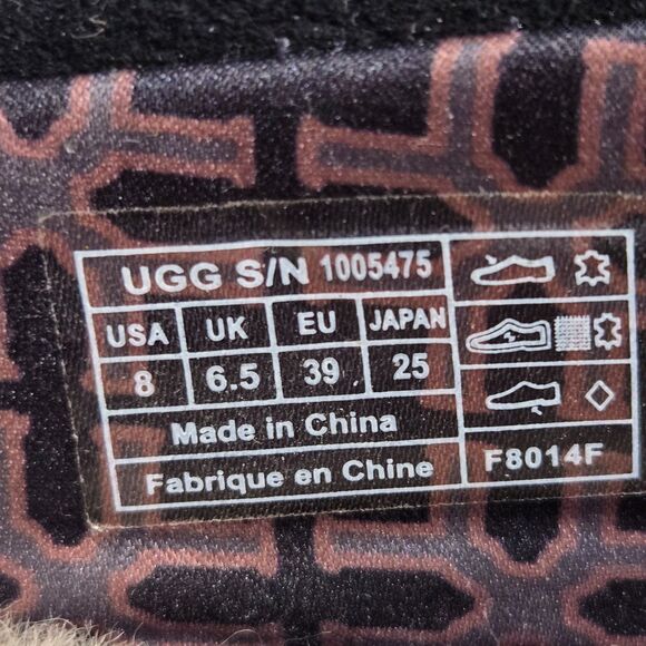 UGG Womens Lizzy Moccasin 8 / 39 Black Suede Leather Tassels Slippers #1005475 - Picture 4 of 6